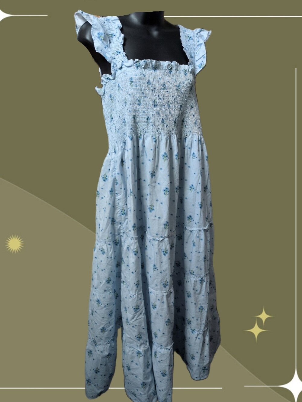 ✨ Hill House Home Ellie Nap Dress In Ditsy Blue Floral Size XL
